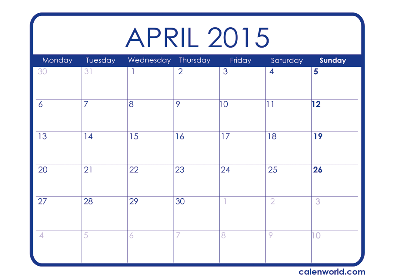 April 2015 Calendar Printable Calendars