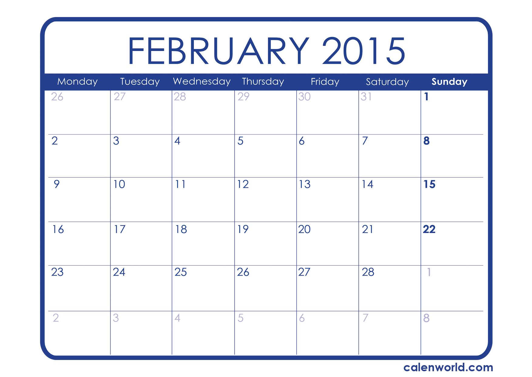 February 2015 Calendar Printable Calendars