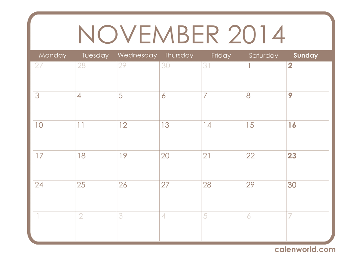 November 2014 Calendar Printable Calendars