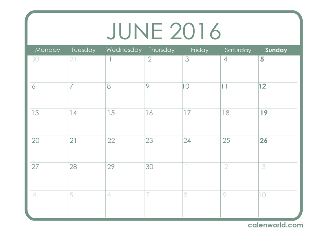 Free Printable June Calendar Calendars