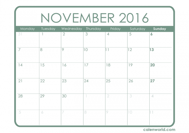 November 2016 Calendar - Calendars