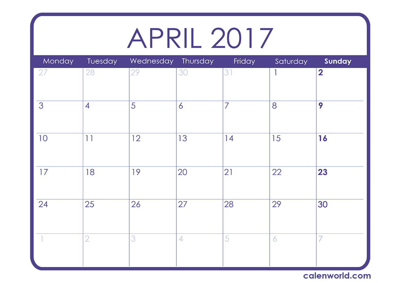 April 2017 Calendar