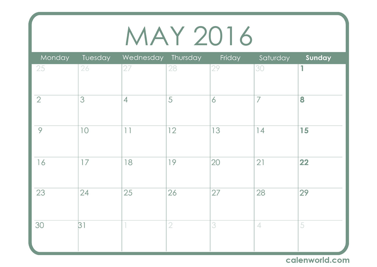 May 2016 Calendar Printable Calendars